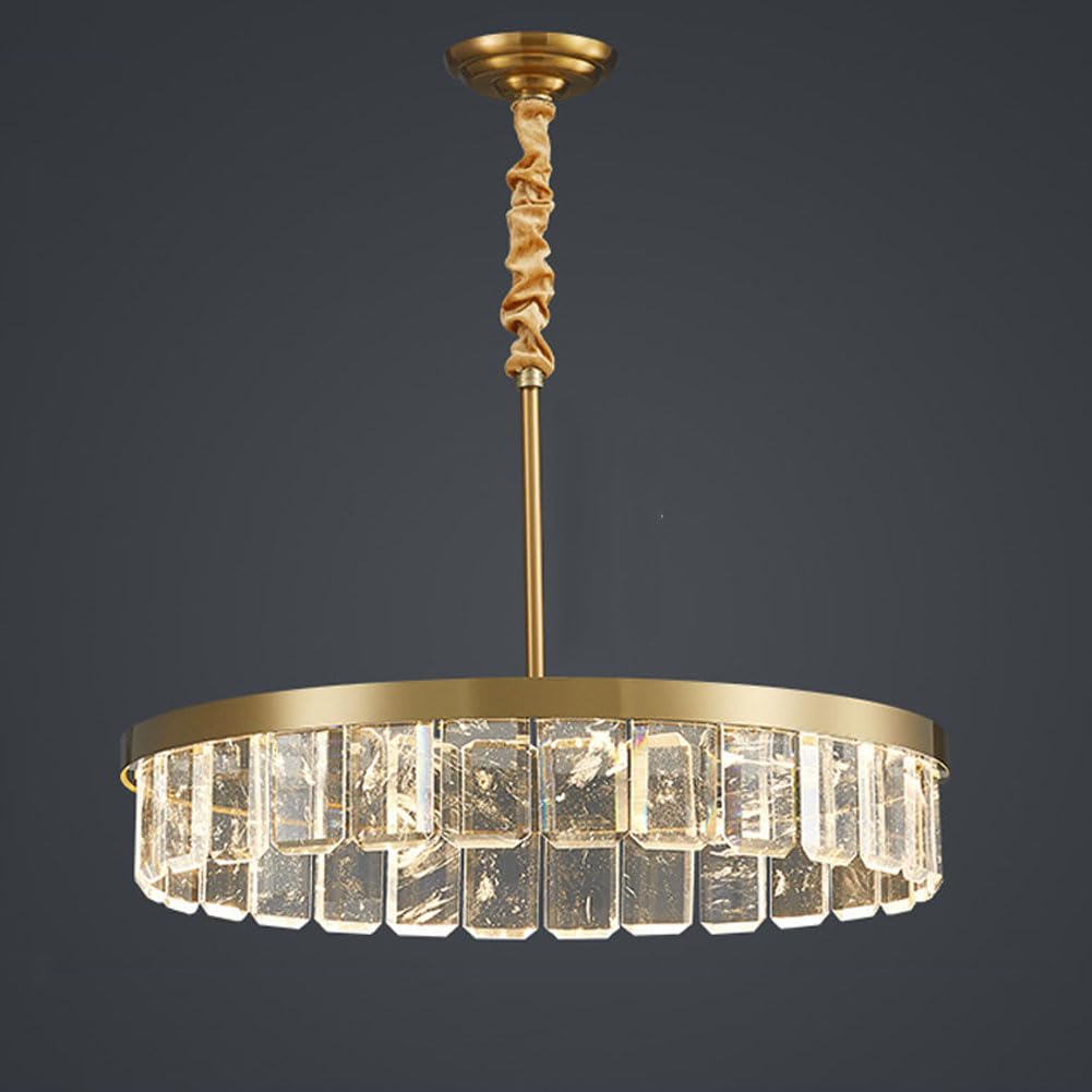 HXYSXHJUO Modern natural crystal chandelier, simple light luxury stainless steel + K9 for living room dining bedroom sample lamps and lanterns,80cm