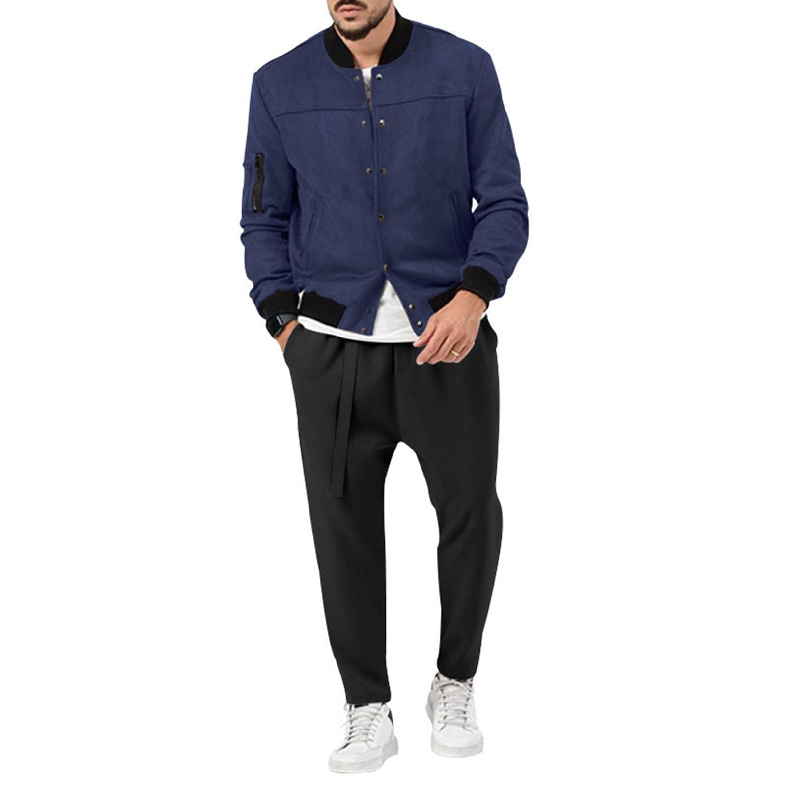 Trajes de mascarada para hombre y hombre, otoño e invierno, casual, a la moda, con personalidad, chaqueta de manga larga, traje de pantalón a rayas de tiza