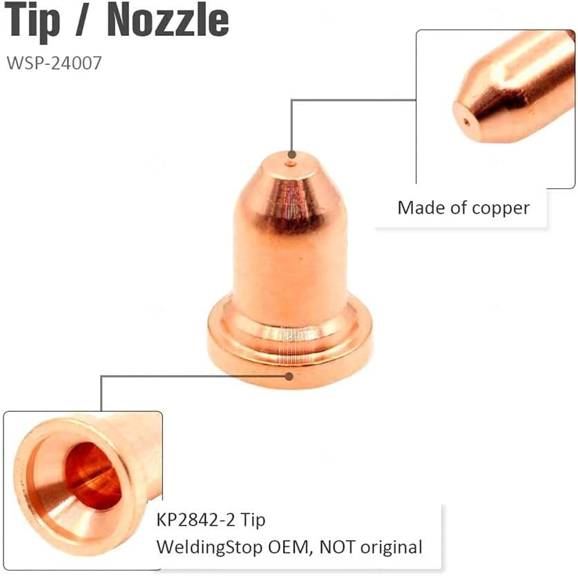 16Pcs Plasma Torch Consumables Sets For Lincoln/For Tomahawk 375 LC25, KP2842-1 KP2842-2 KP2842-3 KP2842-4 KP2842-5 8173-4, 5 Electrode 5 Nozzle 1 Cap 2 Whirl Pool Ring 1 Gasket 2 O-ring