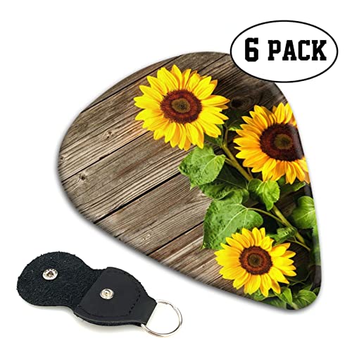 ASDTEHCY Lot de 6 médiators en celluloïd, motif tournesol sur bois pour guitares acoustiques, électriques, basses ou… - Les Beatles, Paul McCartney, John Lennon, RIngo Starr, George Harrison ASDTEHCY Lot de 6 médiators en celluloïd, motif tournesol sur bois pour guitares acoustiques, électriques, basses ou… – Image 5