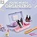 Caboodles Pretty in Petite Makeup Box, Two-Tone Periwinkle on Pink, Hard Plastic Organizer Box, 2 Swivel Trays, Fashion Mirror, Secure Latch for Safe Travel