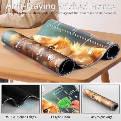 Image of for MTG Playmat with Card Storage Bag,Non-Slip Rubber Base & Smooth Surface 35.4x19.7in,Beginner-Friendly Magic Mat for Commander Deck,Cute Little Orange Cat