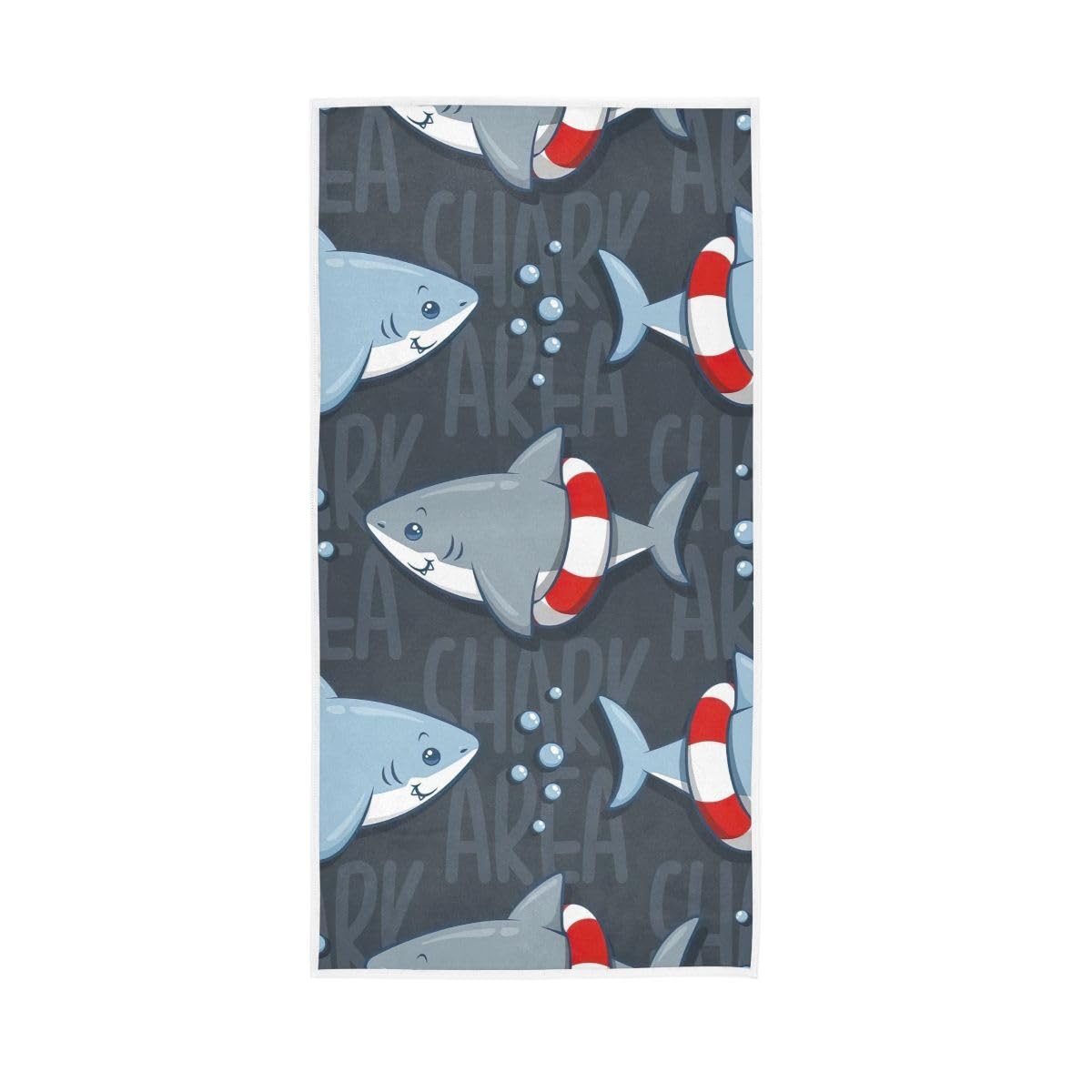 LSRCPD Cute Shark Cartoon Hand Towel, Multipurpose Decorative Towels for Bathroom, Gym, Hotel, Spa 15 x 30 Inches