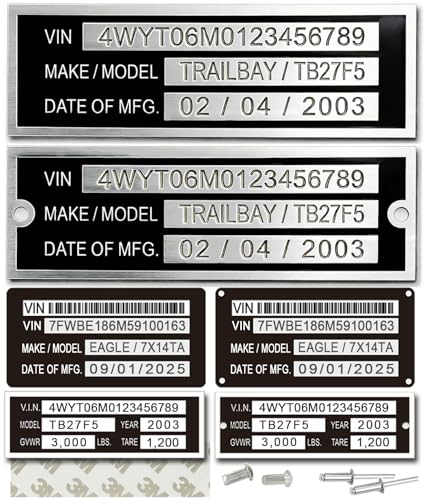 3-6 Days Expedited Delivery â€“ Overed Custom Engraved Aluminum ID Plates, Personalized Number Plate, stainless steel ID Tag, Serial Number, Trailer ID Data Equipment Label, Nameplate Identification
