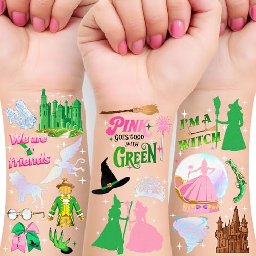 84Pcs Witch Temporary Tattoos - Birthday Witch Accessory Wizard party decorations in Iridescent Foil Style Fake Tattoo Stickers for Kids Movie Themed Party Favors Gifts for Boys Girls