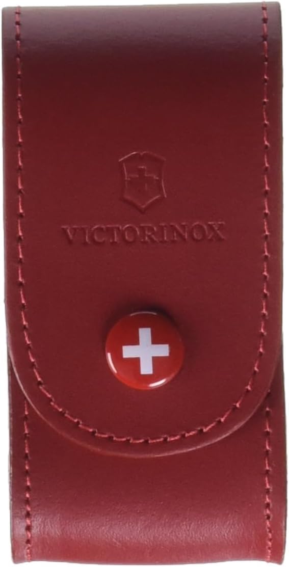 Victorinox Swiss Champ Couteau de Poche Suisse, Léger, Multitool, 33 Fonctions, Lame, Ciseaux, Tire Bouchon, Noir & Etui cuir pour Couteau Suisse, rouge