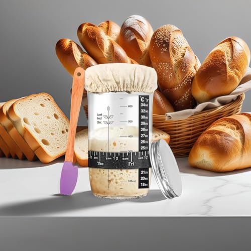 Kit au levain avec bocal de fermentation 34 oz pour éviter les ratés de pousse - 4