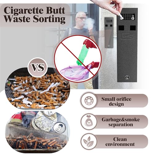 Numeroustar Easy To Clean Cigarette Butt Receptacle For Outside, Outdoor Cigarette Butt Disposal, Commercial Smoking Receptacles To Avoid Discarding Cigarette Butts-Black thumb #3