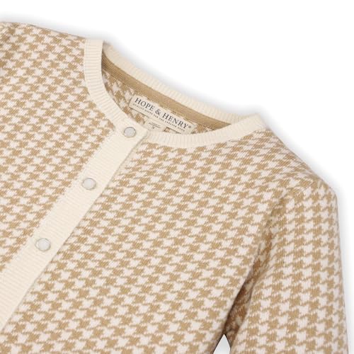 Image of Hope & Henry Girls' Long Sleeve Fancy Cardigan Sweater with Stripe Trim