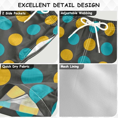 DOMIKING Circle Black Toddler Boys' Swim Trunks Mesh Lining Swim Shorts for Hiking Swimming Adjustable Waist3