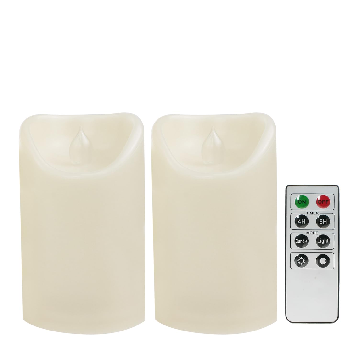 Outdoor Battery Operated Flameless Candles with Remote Timer D3”xH5” 2 PCS | CANDLE CHOICE Waterproof Plastic LED Pillar Candles for Lantern Patio Garden Wedding Party Halloween Christmas Decorations
