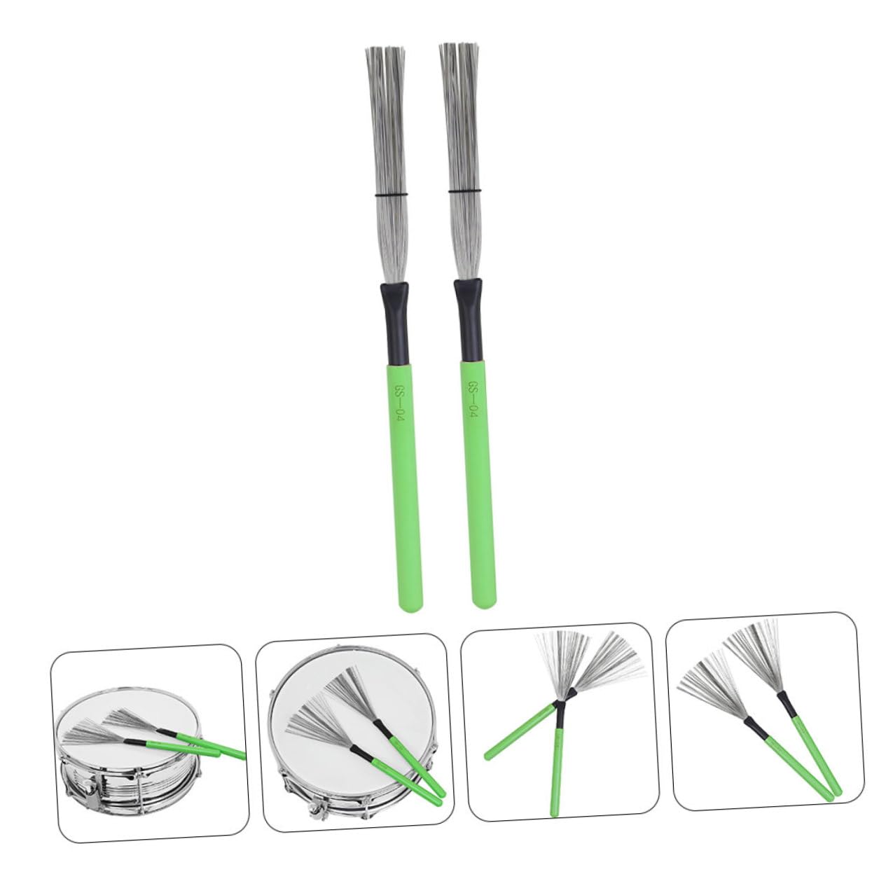 Toddmomy 2Pcs Wooden Handle Drum Brush for Jazz Drums Professional Steel Wire Sticks Essential Instrument Accessories for Drummers and Music Lovers