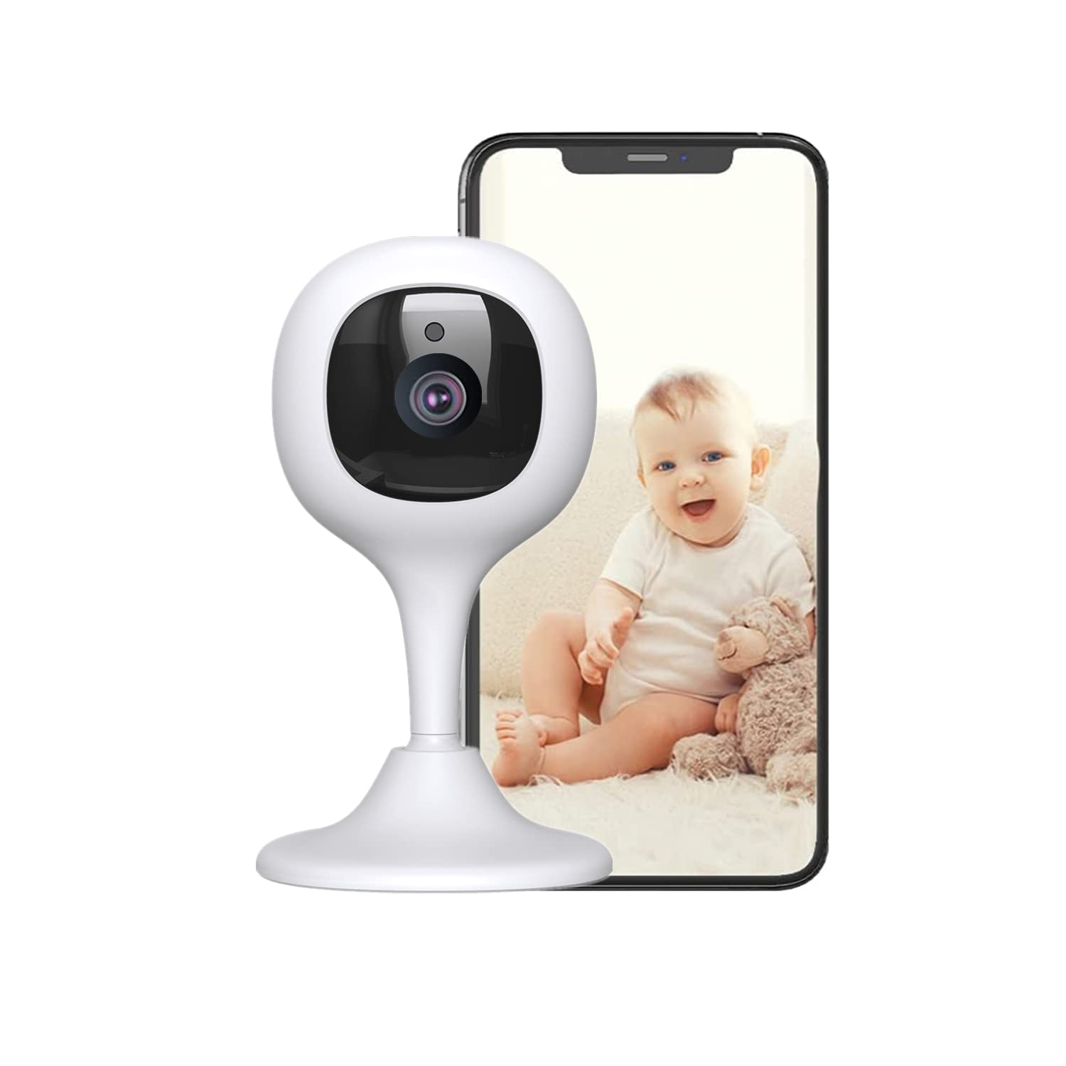 通用 Baby Monitor, WiFi security camera Indoor, 1080P Pet Camera with Two-Way Audio, Motion Detection&Tracking, Night Vision, Connectable APP with TF Card Slot and Cloud Service