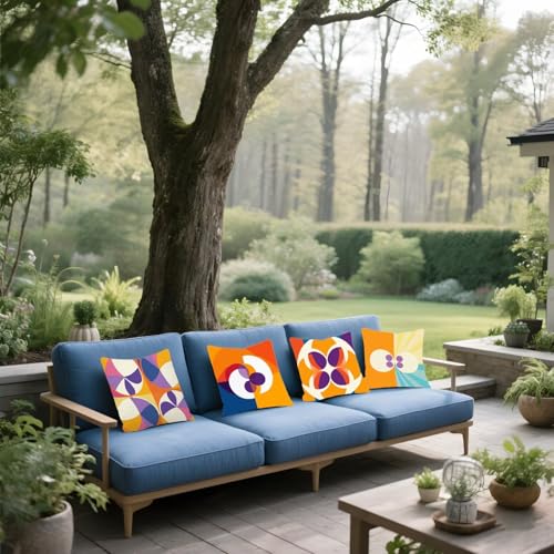 Coussins canapé extérieur imperméable orange 45x45 contre les taches - 4