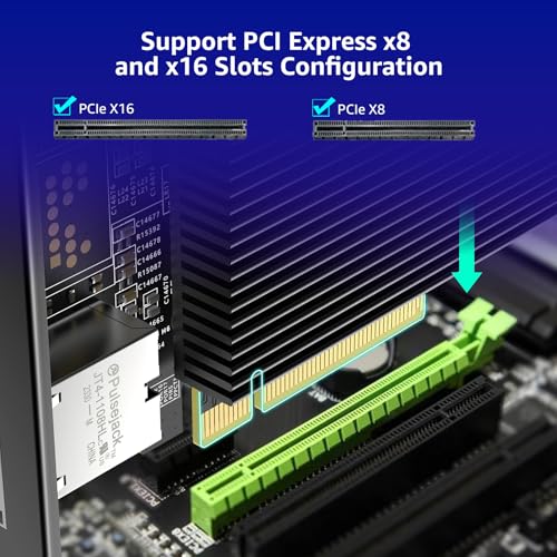 Image of 10G PCI-E Network Card Single RJ45 Port, 10G NIC with Intel X540-T1 Conrtoller, VIMIN 10Gb Base-T Ethernet Network Card Compatible with PCI Express X8, X16, Support Windows /Windows Server /Linux /VMware