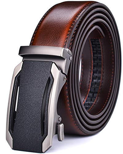 Image of Beltox Men Leather Belt w Slide Ratchet Interchangeable Buckle