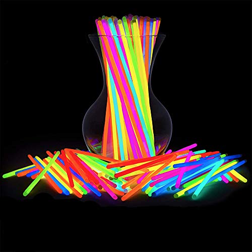 100 Glow Sticks Bulk Party Supplies, 8 Inch Glow in The Dark Fun Party Favors, Glow Party Decorations, Neon Party Glow Necklaces and Glow Bracelets for Kids and Adults