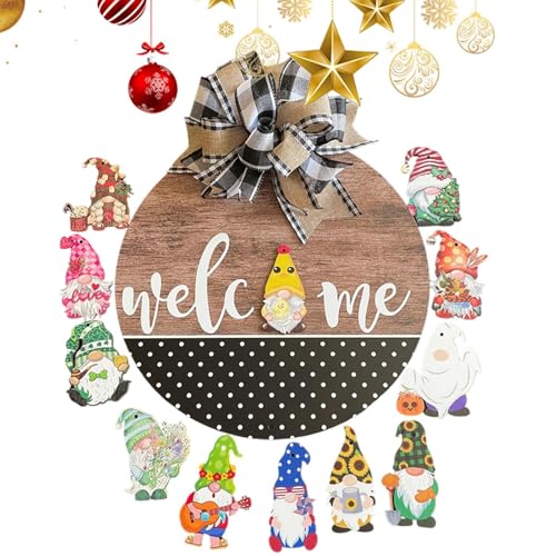 Décoration d'arbre pour salon avec le panneau de porte de Noël GNOME YRYRYW en bois