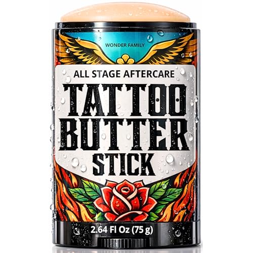 Tattoo Balm Stick – Maximum Strenght Tattoo Aftercare Healing Ointment – Travel Size Deluxe Tattoo Butter Moisturizer & Tattoo Numbing Cream, Lotion, Glide Alternative, Tattoo Care Supplies