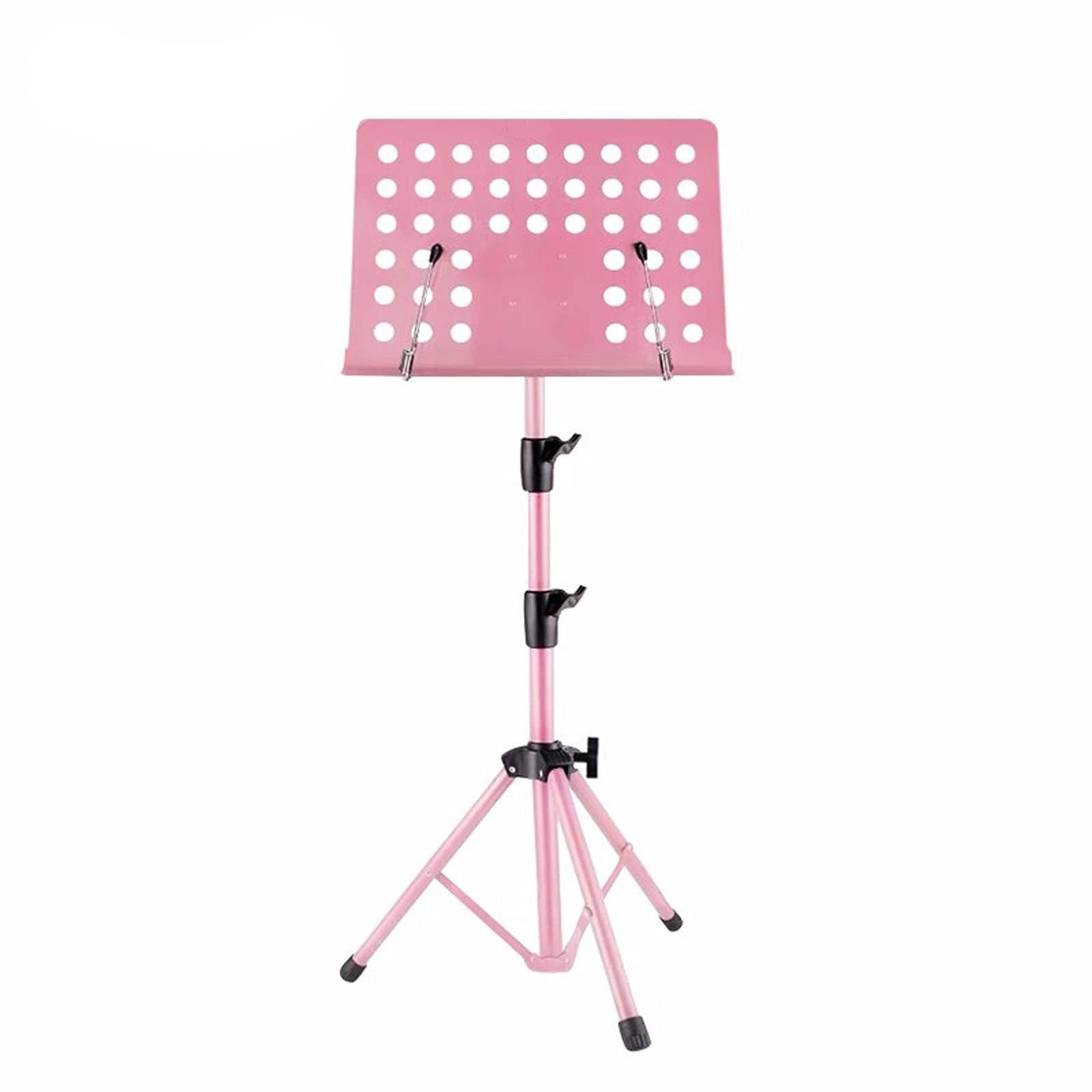 Stojaki muzyczne Stoisko muzyczne, regulacja wysokości i kąta Orkiestrowy Stojak Arkusz przewodnika i uchwyt na klips do notowania z torbą do przenoszenia instrument muzyczny (Pink)