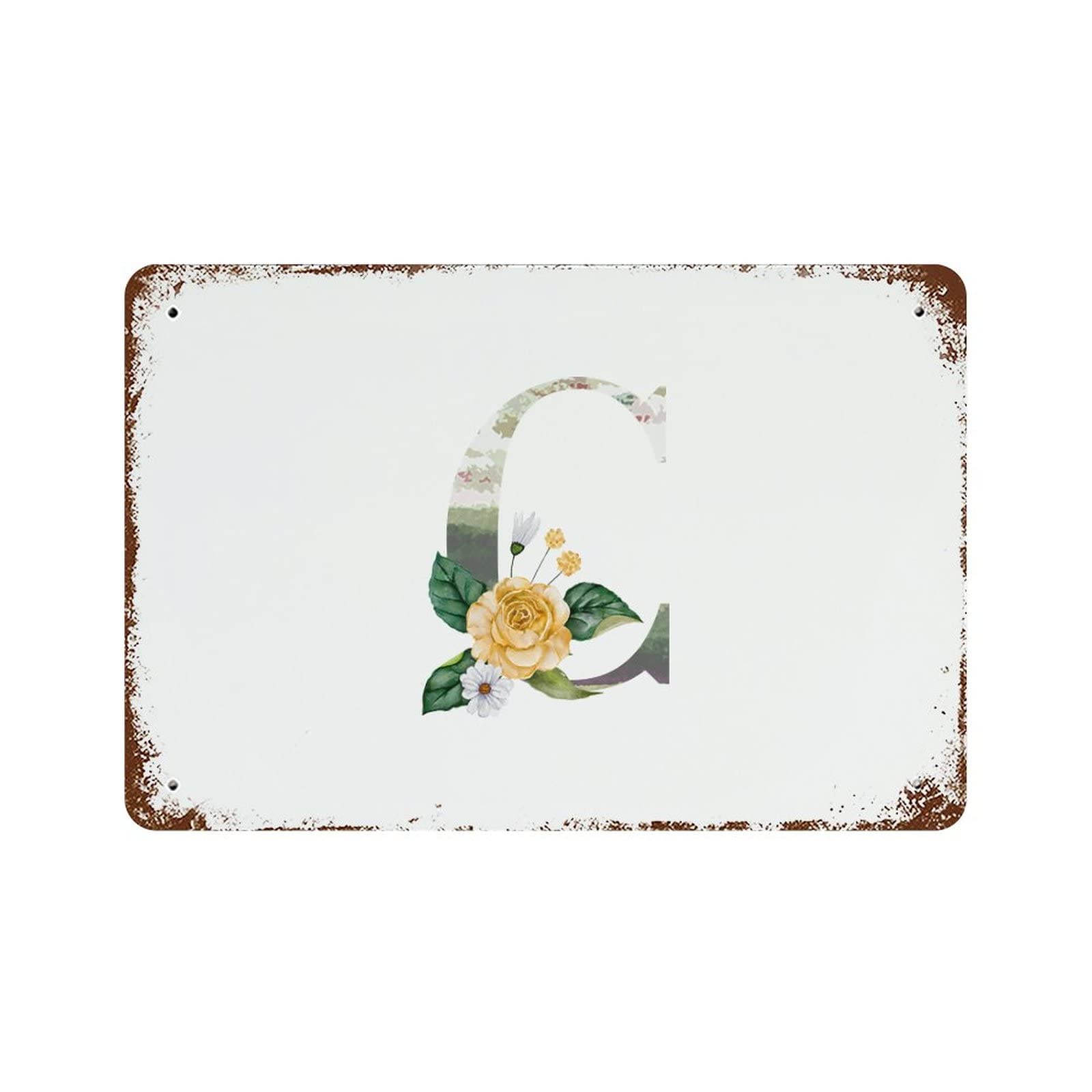 Lettres C en aluminium floral 30x45 cm pour décoration extérieure de couple