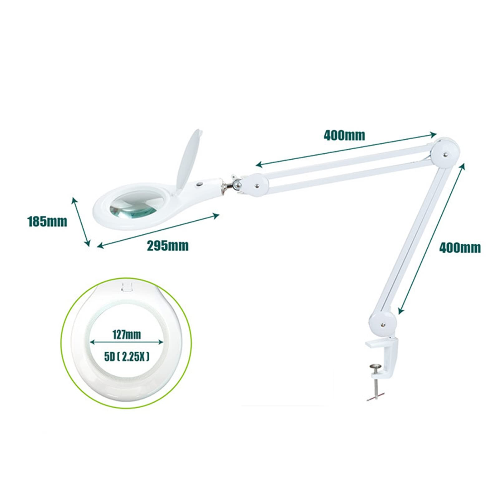 Lampa powiększająca LED, przyjazne dla oczu oświetlenie światłem dziennym 2,25-krotne szkło powiększające z regulowanym ramieniem obrotowym, lampa biurkowa z lupą do czytania rękodzieła quality goods