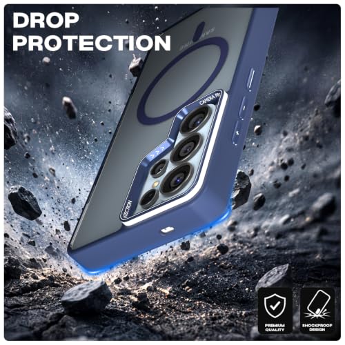Image of Pikkme Back Cover for Samsung S26 Ultra 5G | Shockproof | Mag-Safe Compatible | Hard Transparent Back | Premium Raised Camera Protection | Bumper Case (Blue Mag-Safe)