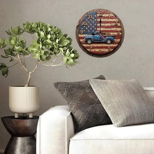 Reloj de Pared Rústico de Camión con Bandera Americana 25 cm miniatura 4