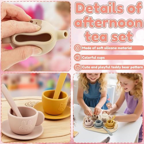 Service à thé en silicone vaisselle miniature enfant incassable - 5