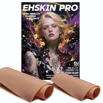 Professional Tattoo Practice Skin - EHSKIN PRO 8"x12" Silicone Training Substrate 5mm Thick Dual-Use for Skill Practice & Art Display