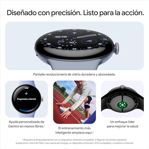 Miniatura 5 de Google Pixel Watch 4 (45 mm) - Smartwatch Android con Seguimiento de la Estado físico y Ayuda de Gemini - Caja de Aluminio en Color Piedra Lunar Satinada - Correa Deportiva en Piedra Lunar - Wi-Fi