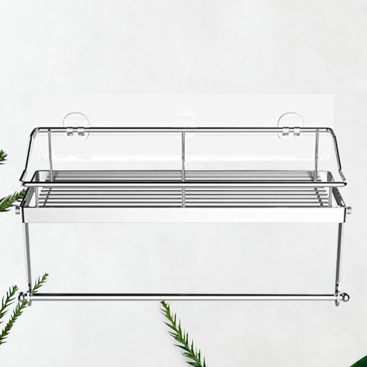 LALAFINA Portarrollos Resistente y Diseño Anticaídas Autoadhesivo de Acero Inoxidable para Cocina Estante para Montaje en Azulejos