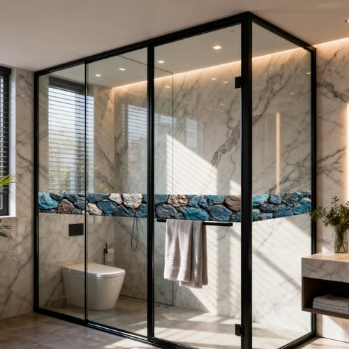 Image of Nuxovilar Textured Stone Peel Stick Wall Border PVC 3.94x16.4' | Wall Trim, Molding Decal, Peel Stick Border, Adhesive Frame, for Bedroom, Kitchen, Living Room (Textured Stone)