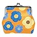 Geldbörse aus veganem Leder mit Blumenmuster und orangefarbenem Hintergrund, für Damen und Mädchen