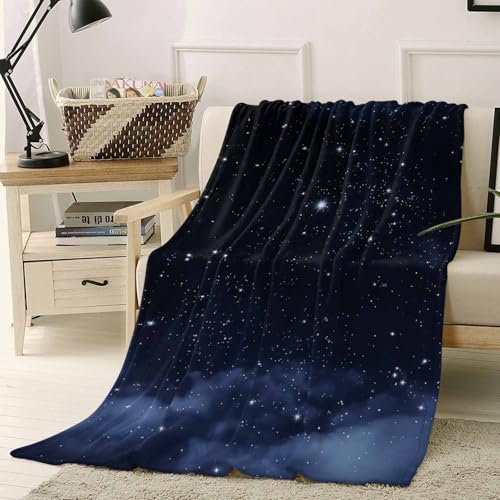Cocahepty ブランケット 掛け毛布 フランネル 厚手 保温 柔らかい肌触り 暖かい ふわふわ 冷え対策 100x125cm 軽量 春秋冬用 おしゃれ 膝掛け 静電気防止 毛抜けない 抗菌 星空 夜空 ブラック