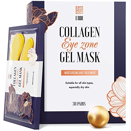 LE GUSHE Under Eye Patches - 24K Gold Under Eye Mask Anti-Aging Hyaluronic Acid Collagen Under Eye Pads Reducing Dark Circles & Wrinkles Treatment Gel Bags (30 pairs gold)