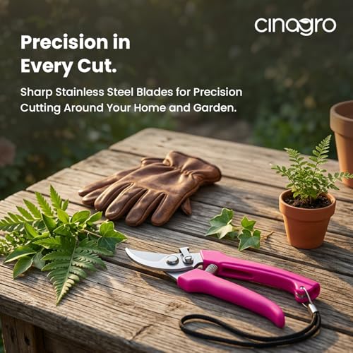 Image of Cinagro Hand Pruner Cutter - 1 Pc, Heavy Duty Gardening Tools Grass Cutter, Plant Cutter for Home Garden, Wood Branch Trimmer, Garden Tools Grass Cutting Accessories (Steel Blades, Assorted)
