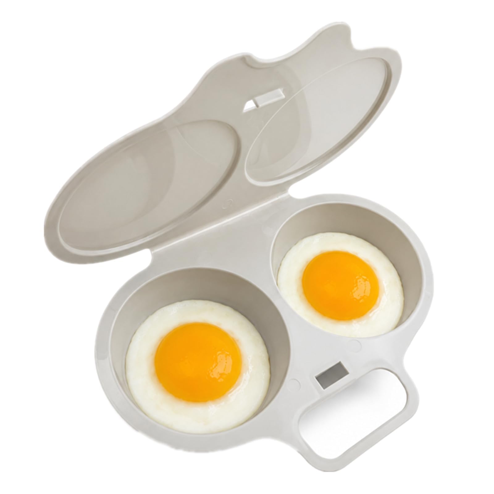 Microwave Egg Poacher With Lid & Handle, Dual Cavity Microwave Egg Poacher