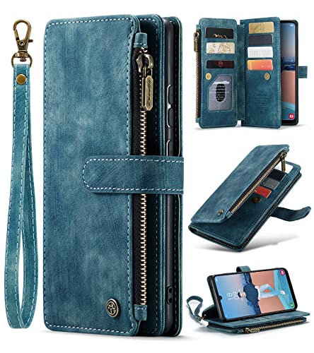 Funda tipo cartera para Samsung Galaxy A34, multifunción de piel sintética de alta calidad, con cremallera, a prueba de golpes, con cierre magnético, soporte integrado y ranura para tarjetas para
