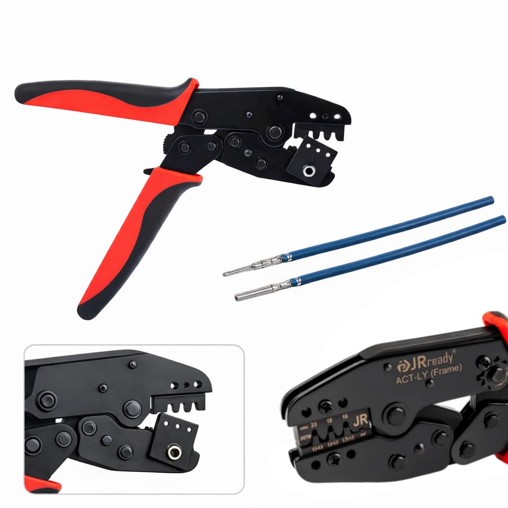JRready Deutsch Crimping Tool Open Barrel Size 20 - ACT-LY-20DTM Crimper 16-20AWG for deutsch Connector Kit Stamped Formed Contacts ECU Sensor EFI