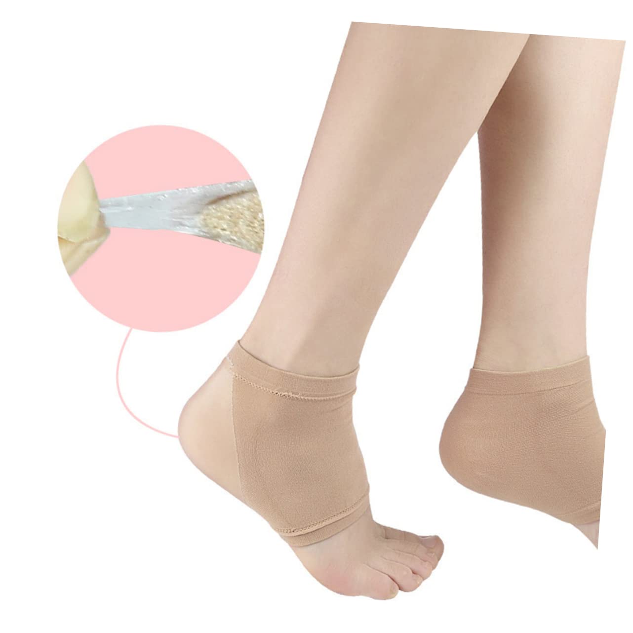 BESTYASH 1 Pair Gel Moisturizing Socks for Dry Cracked Heels Breathable Ankle Socks with Plant Comfortable Foot Protection for Daily Wear Khaki
