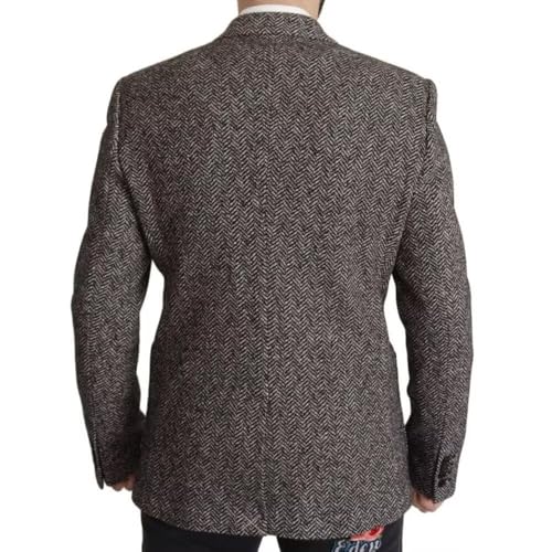 Wangyue Mens Tweed Blazer Vintage Casual Herringbone Tweed Jackets Two Button British Wool Blend Sport Coat Jacket3