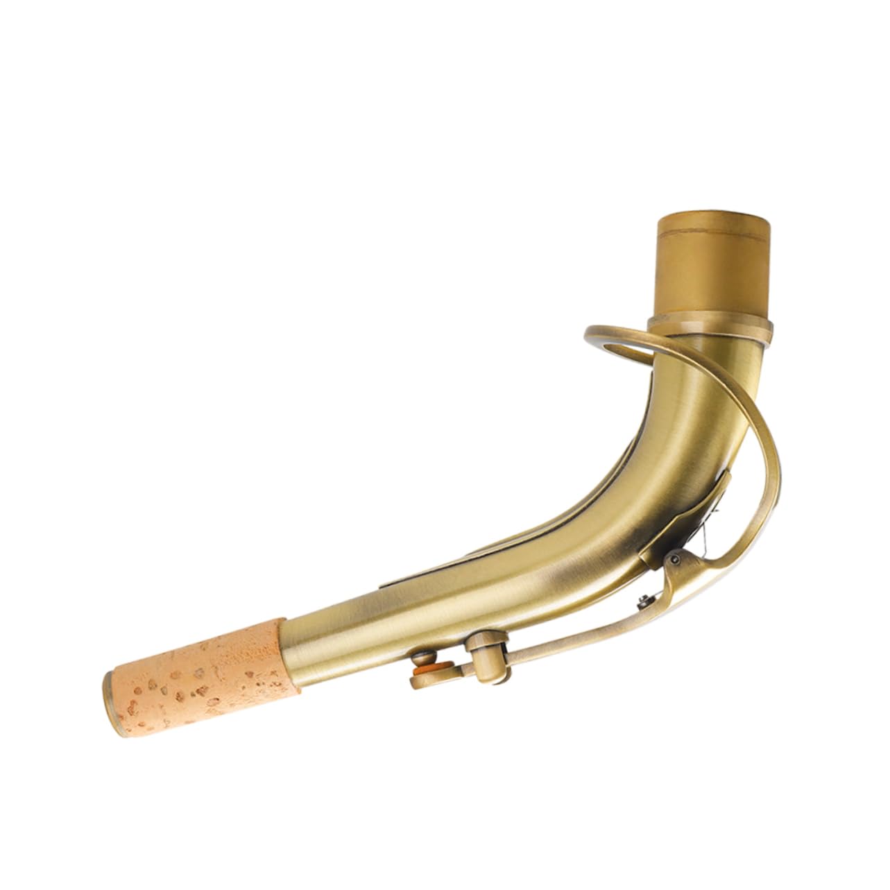 Collo di Sax Contralto in Ottone 24, 5mm Finitura Oro Antica | Giunzione Curva per Strumento, Trattamento Laccato, Aspetto Raffinato, e Insonorizzato