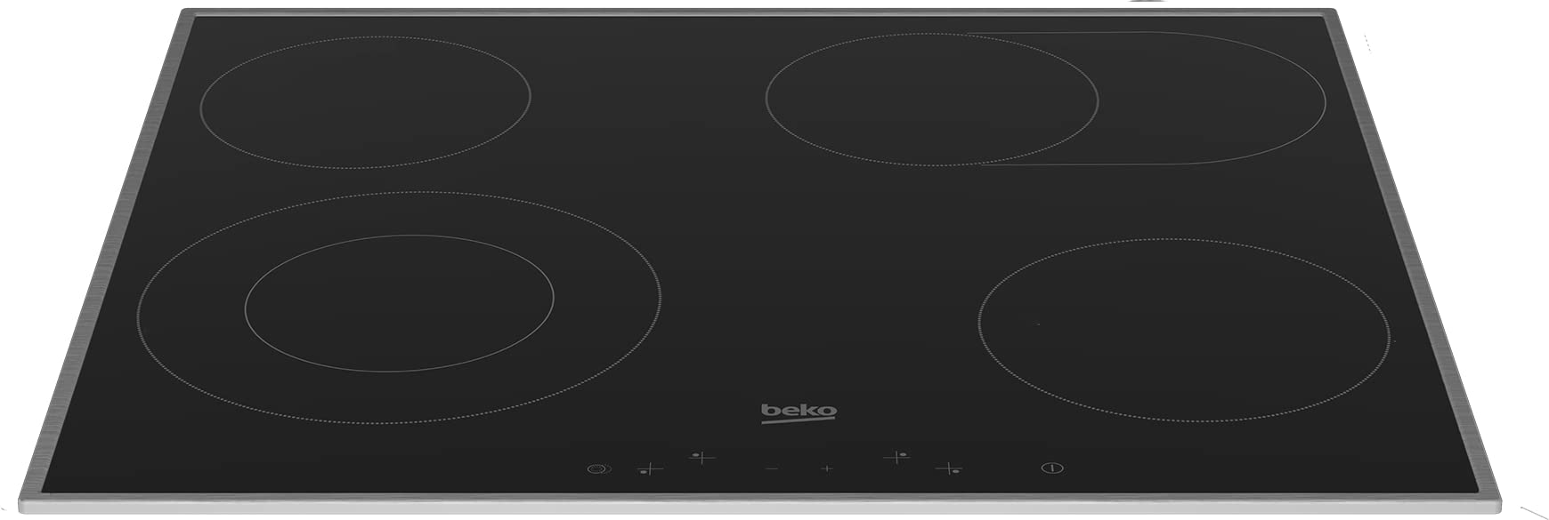 Beko BBSM12320X Einbau-Backofen-Set, Glaskeramik-Kochfeld 4 Kochzonen, Backofen 8 Heizarten, 72 l Garraum, AeroPerfect, Sensortasten, Schwarz/Edelstahl