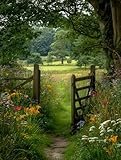 STYLER Leinwandbild Garden Gate 60 x 80 cm – Malerischer 