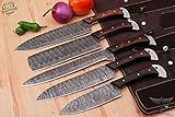 OHM-07711 Damascus chef knife, 5Pcs, chef knife set, handmade knives, hand forged knife, kitchen...