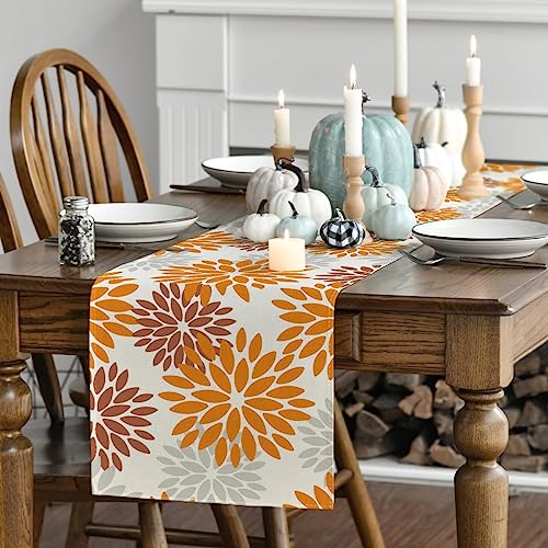 Artoid-Mode-Orange-Dahlia-Floral-Pinnata-Fall-Table-Runner-Seasonal-Autumn-Thanksgiving-Kitchen-Dining-Table-Decoration-for-Home-Party-Decor-13×72-Inch Artoid Mode Orange Dahlia Floral Pinnata Fall Table Runner Seasonal Autumn Thanksgiving Kitchen Dining Table Decoration for Home Party Decor 13×72 Inch