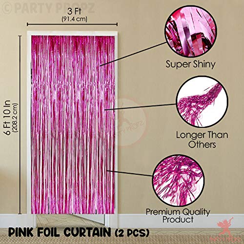 Image of Party Propz Happy Birthday Decoration Items Combo Kit- 17Pcs | Happy Birthday Banner Made of Metalic Golden Cardstock | Star Balloons for Decoration | Pink Foil Curtain for Decoration | Latex Balloons