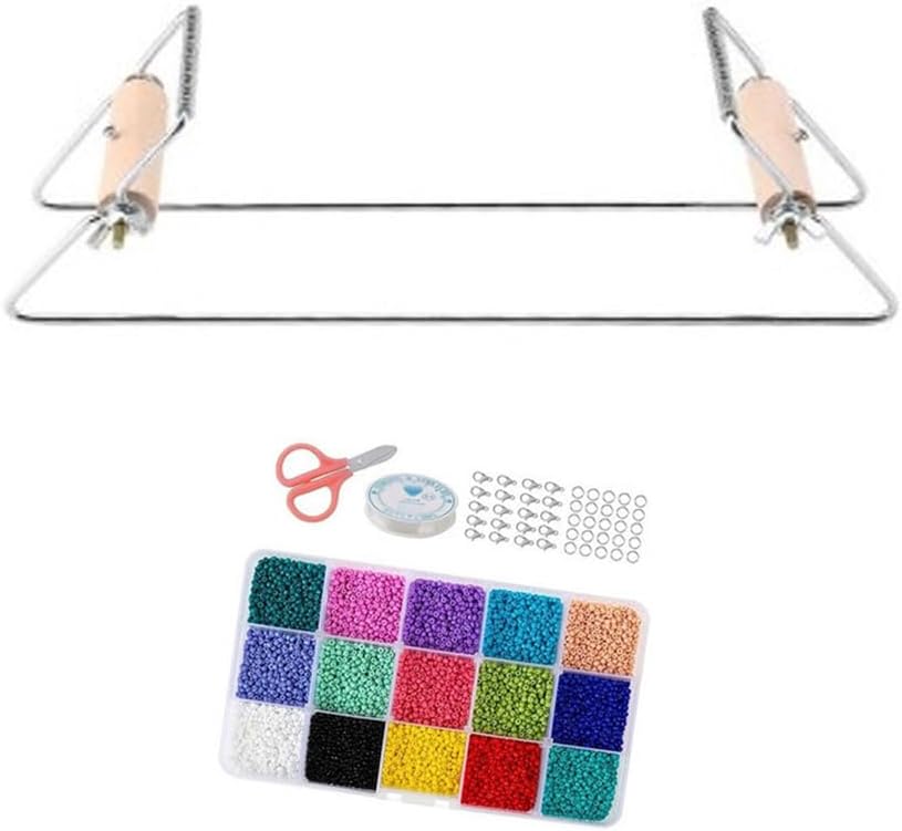 Bead Loom Kit,Loom Beading Supplies Includes Thread Chain Hooks Scissors Jewelry Making Accessories for Bracelets Necklace Earrings Belts Jewelry Making DIY Crafts, Silver White