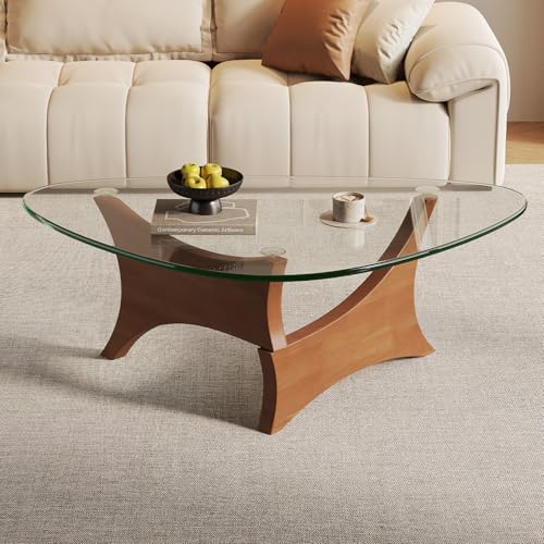 Glass Coffee Table Mid-Century Modern Coffee Table for Living Room